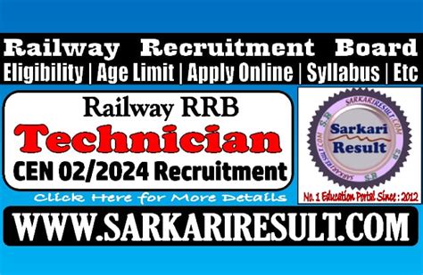 RRB Railway Technician Vacancy Increase Notice 2024 For 14298 Post