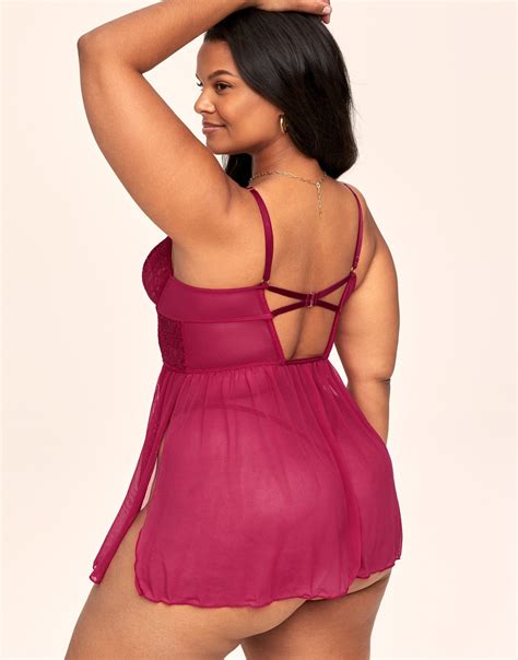 Rae Dark Red Plus Unlined Babydoll Adore Me