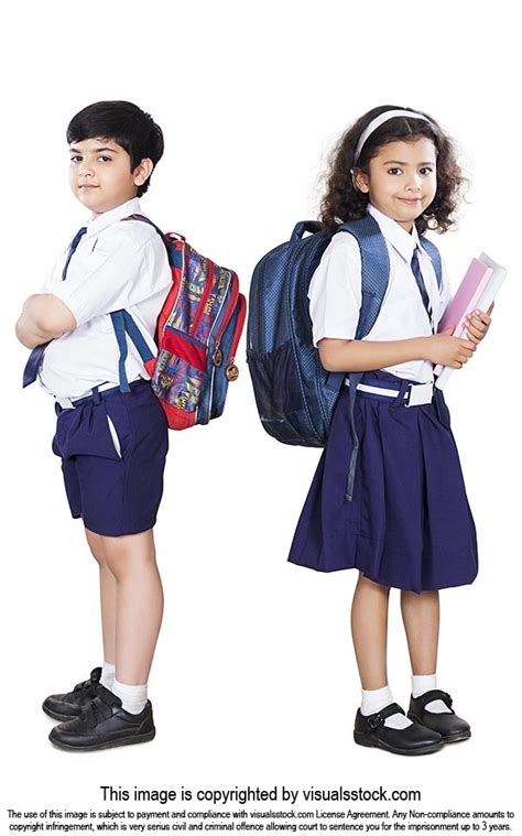 Indian School Students Friend Standing Uniform