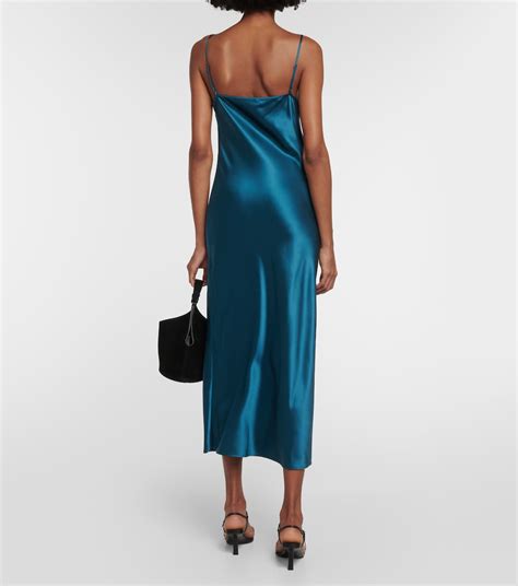 Clea Silk Satin Midi Dress In Blue Joseph Mytheresa