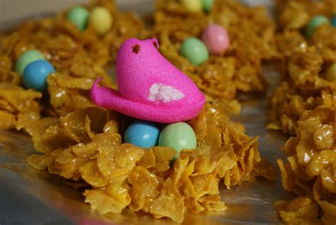 Cornflake Treat Nest Easter Egg Mandms Peeps Cereal Treats Cute Food