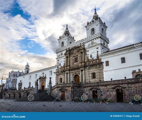 Plaza De San Francisco And St Francis Church Quito Ecuador Stock