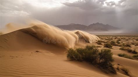 The Power Of Nature In Stunning Desert Sandstorm Generative AI Stock