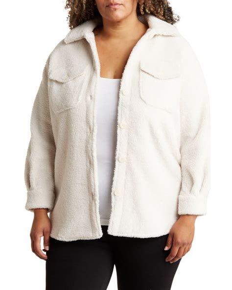 Bagatelle Oversize Faux Shearling Shacket In White Lyst