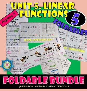 Linear Functions Unit Algebra Interactive Notebook Bundle Digital