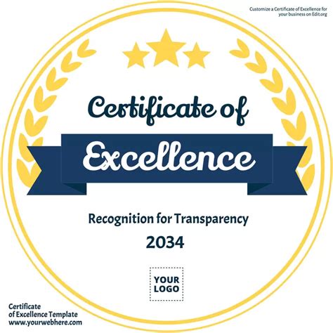 Free Editable Certificate Of Excellence Templates