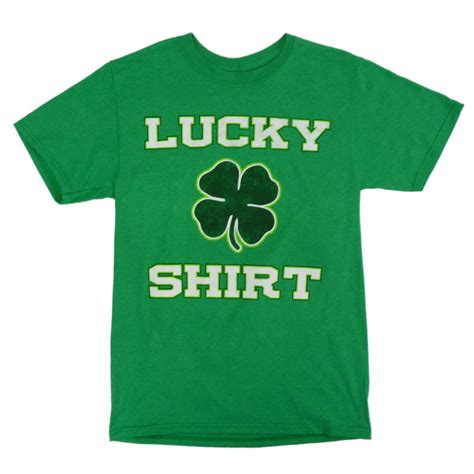 Saint Patrick S Day Mens Green Lucky Shirt Four Leaf Clover T Shirt S