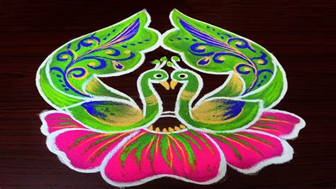 Beautiful Peacock Rangoli Designs Simple Kolam Designs With 6 Dots