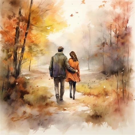 Premium Ai Image A Couple Walking Arm In Arm Through A Beautiful
