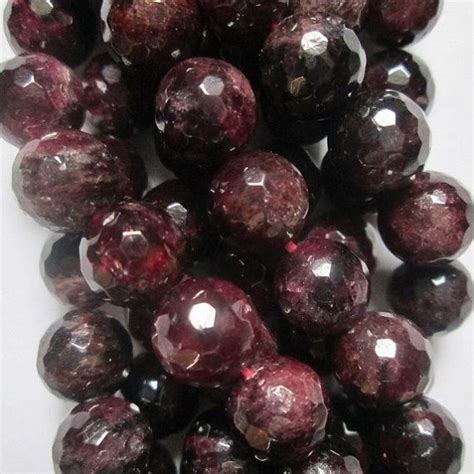 Genuine Faceted Garnet Beads Round Mm Gemstone Beads Etsy Garnet