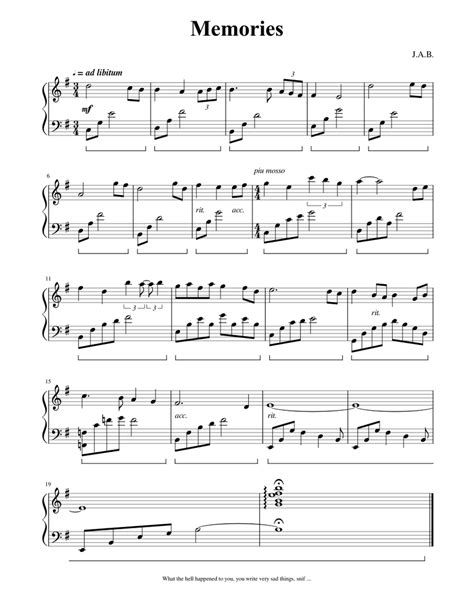 Memories Sheet Music For Piano Solo Download And Print In Pdf Or Midi Free Sheet Music