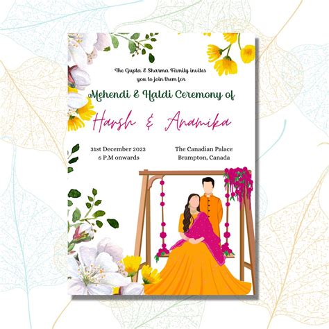 Haldi Invitation Mehndi Invitation Haldi Mehndi Digital Invite Maiyan