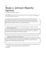 Texas v Johnson WS.docx - from Texas v. Johnson Majority Opinion Court ...