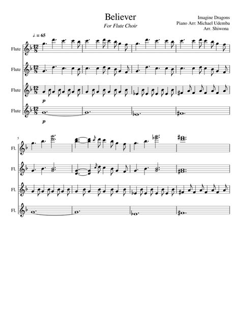 Believer Flute Choir Sheet music for Flute (Mixed Quartet) | Musescore.com