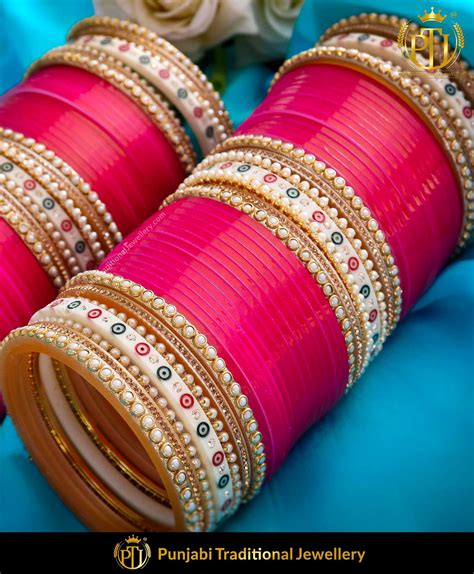 Pink Traditional Pearl Dotted Bridal Chura By Punjabi Etsy