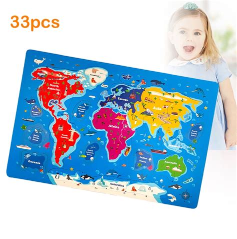 45 Pieces Wooden USA Map Puzzle for Kids US Map Puzzle Educational Geography Puzzles United ...