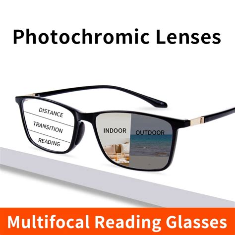 Photochromic Progressive Multifocal Reading Glasses Lightweight Tr90 Readers Anti Reflective