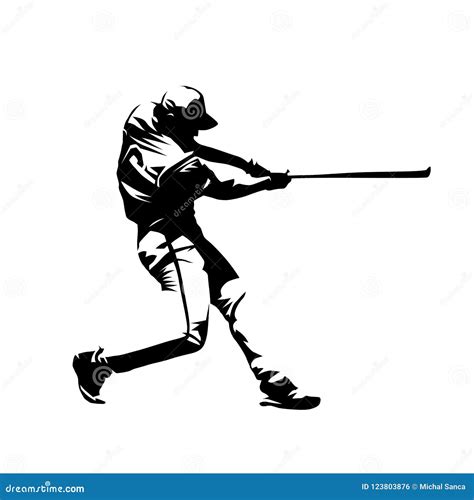 Baseball Player Hitter Swinging With Bat Stock Vector Illustration