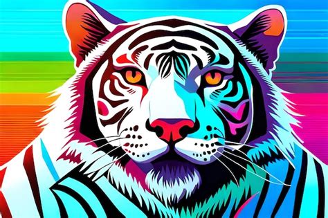 Premium Ai Image A Tiger With A Rainbow Background