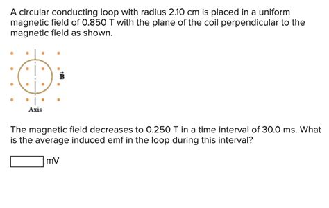 Solved A Circular Conducting Loop With Radius Cm Is Chegg