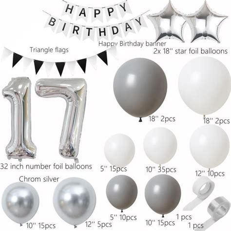 Arche Ballons Ans Fille Garcon Anniversaire Ballons Argent Gris