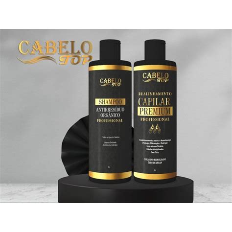 Escova Progressiva sem Formol Orgânica 2 de 1 Litro Premium Cabelo Top