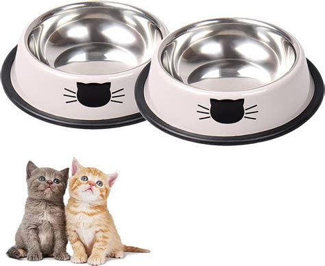 DOMI PRO Gamelle pour Chat 2 pièces Bol Gamelle en Acier Inoxydable