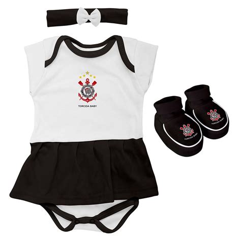 Kit 3 Peças Torcida Baby Body Menina Corinthians 033B