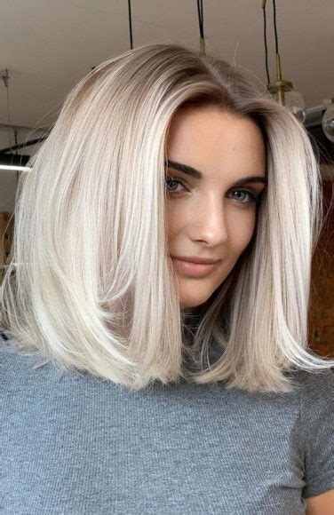 Trendy Lob Haircuts Hairstyles In Aesthetic Platinum Blonde Lob