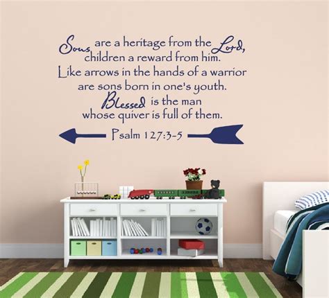 Christian Bible Verse Vinyl Wall Decal Psalm 127 Sons Bible