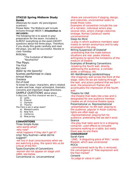 Midterm Study Guide The Following List Is To Assist In Your