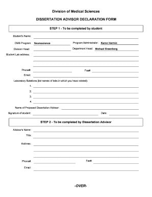 Fillable Online Hms Harvard Dissertation Advisor Declaration Form