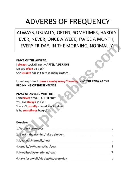 Adverbs Of Frequency Present Simple ESL Worksheet By Kotoju