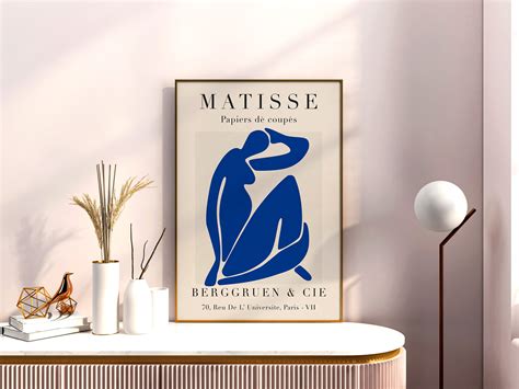 Blue Matisse Woman Silhouette Matisse Cut Outs Poster Mid Century