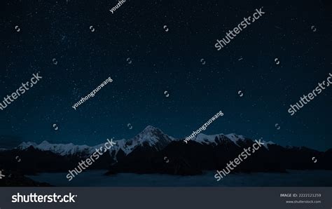 Starry Night Sky Snow Mountain Stock Photo 2222121259 | Shutterstock