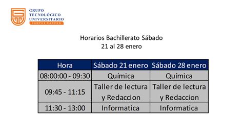 Gtu Campus Canc N E Learning Horario Bahillerato