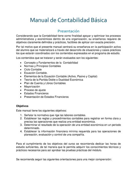 Manual de Contabilidad Básica moodle Manual de Contabilidad Bsica