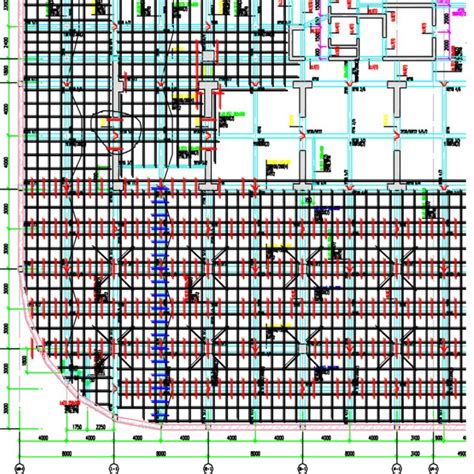 A construction drawing of the full framing layout adjusted according to ...