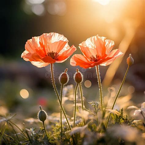 Flores Rojas De Amapola En Un Verano Pradera Rhoeas De Papaver Imagen