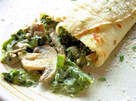 Savory Mushroom Spinach And Cheese Crepes Recipe Just A Pinch