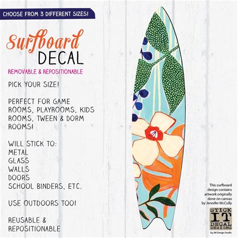 Surfboard Wall Decal Surfboard Decor Surfboard Sticker Etsy