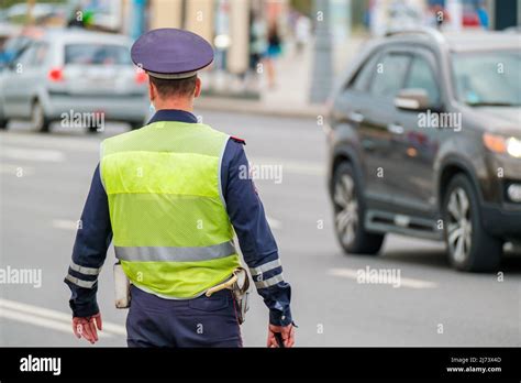 Traffic Officer Standing Near Road Stock Photo Alamy