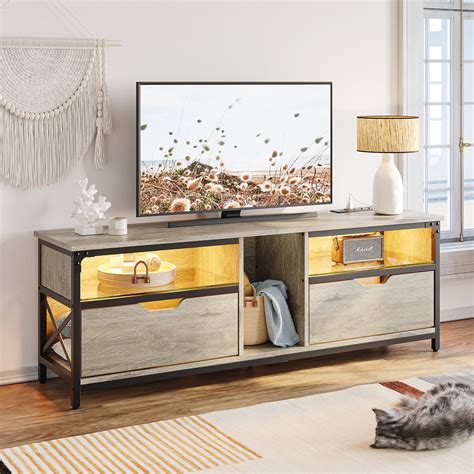 Bestier Modern Farmhouse TV Stand For TVs Up To 70 With Charging