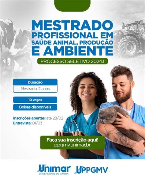 Inscrições Abertas para o Mestrado Profissional em Saúde Animal