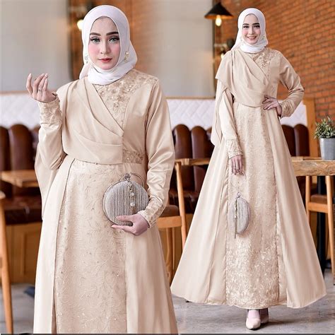 Jual Gamis Saffiya Baju Muslim Wanita Jumbo Gamis Brukat Tile Remaja