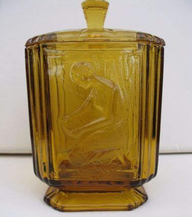 Sold Art Deco Sowerby Pandoras Box Amber Glass Etsy Amber Glass