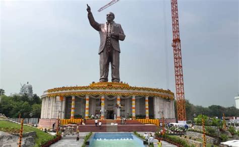 Kcr Unveils 125 Ft Tall Bronze Statue Of Dr Babasaheb Ambedkar On His 132nd Birth Anniversary