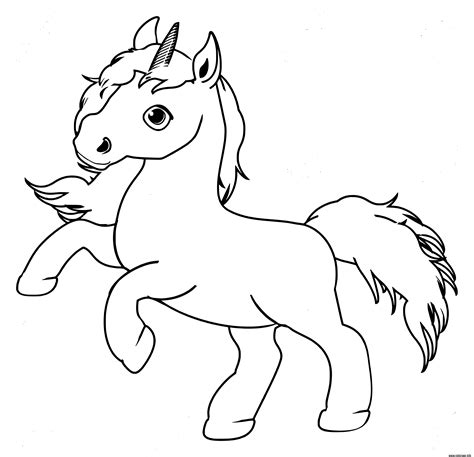 Coloriage Petite Licorne Simple Facile JeColorie