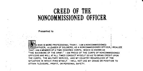 Creed Of The Noncommissioned Officer Nco Historical Society