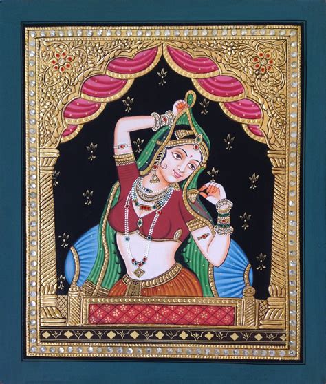 Tanjore Rajasthani Rani Painting Handmade Indian Thanjavur Wall Decor ...